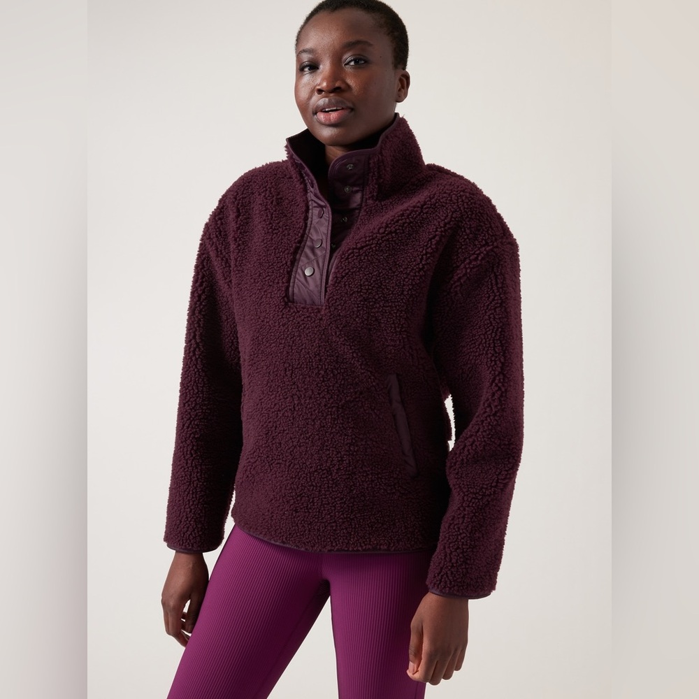 Athleta Cozy Sherpa Snap Sweatshirt